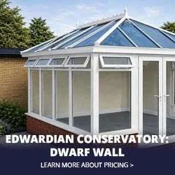 Edwardian Glass Roof Conservatory with Dwarf Wall